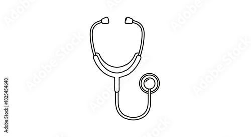 Essential stethoscope outline for medical design, health presentations, and clinical illustrations, providing a clean, professional, and modern look