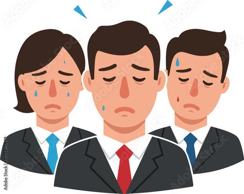 Sad Business People Feeling Stressed And Overwhelmed In Office