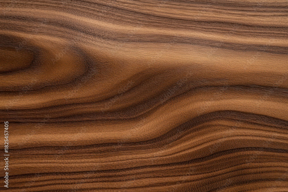 Naklejka premium Close-up image of natural wood grain with wavy patterns in various shades of brown and smooth texture