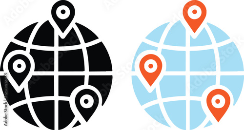 Global Locations and Connections with Map Markers on Earth Illustration