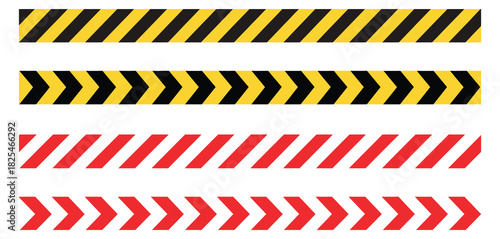 barricade tape vector – caution warning stripes in red, white, black, and yellow, diagonal pattern, repeatable seamless illustration, safety hazard tape, construction warning, industrial safety 