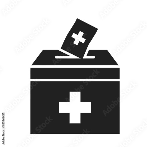 Single Vector Icons of Medical Ballot Box Icon with Plus Sign Symbol. EPS Editable