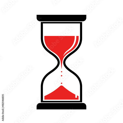 Single Vector Icons of Red Sand Hourglass Symbolizing Time Passing and Urgency. EPS Editable