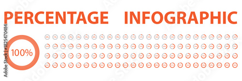 Set of circle percentage diagrams from 0 to 100 for infographics. Set of colorful circle percentage diagrams for infographics. Vector illustration. EPS 10.