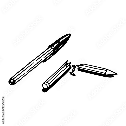 office and school supplies: duo pen set line art