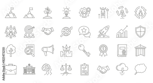 Collection of HandDrawn Business and Success Icons 5. Vector Illustrations. EPS Editable