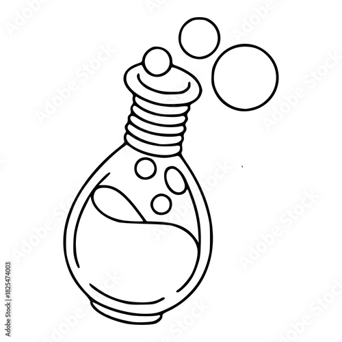 alchemy elixir flask and bubbles line art graphic
