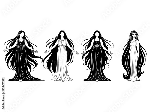 Full Body Goddess with Long Hair.