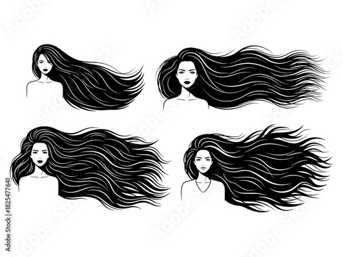 Woman with Very Long Flowing Hair