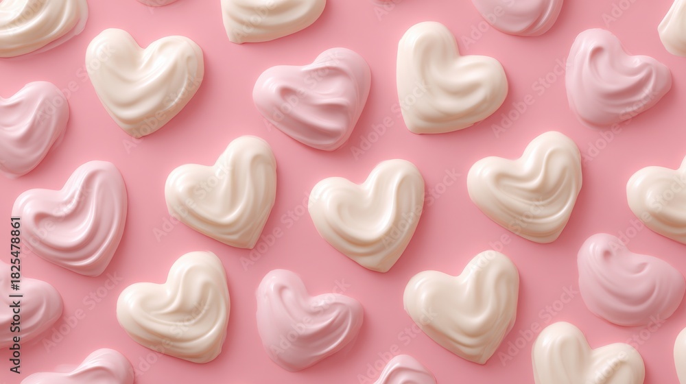 Obraz premium Heart shaped meringue on pink