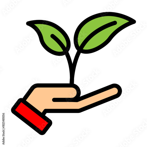 Plant in Hand Vector Filled Icon Design