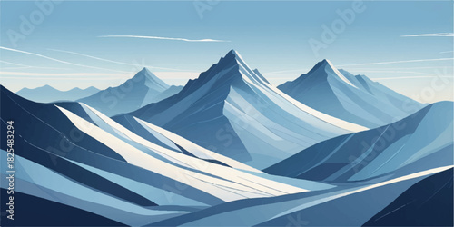 Serene blue-toned mountains with soft gradients forming a peaceful abstract horizon.