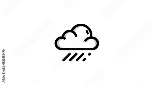 Simple black outline icon of a rainy cloud, perfect for weather forecasts, storm warnings, or digital design elements.