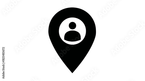 User location pin icon, profile address map marker graphic, person pinpoint symbol for contact, GPS navigation, find people concept.