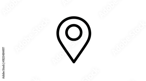 Black outline location pin icon. Minimalist map pointer symbol for GPS navigation, place indication, and graphic design element.