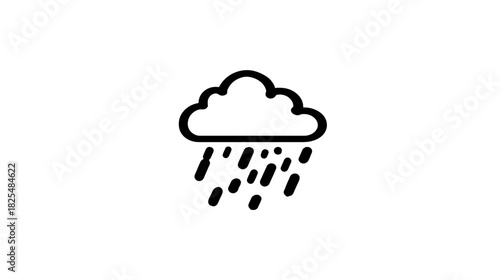 Rain cloud icon, black outline symbol for weather forecast, precipitation, storm, climate, and rainy day