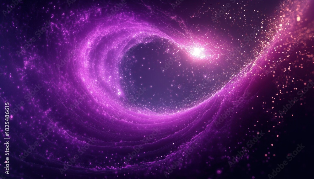 Obraz premium swirling purple cosmic vortex with sparkling stardust and a bright glowing core evoking wonder and dynamic motion