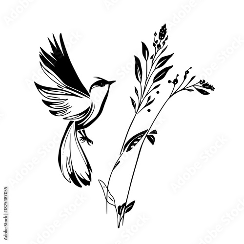 Discover the harmony of nature in every line 🌱🕊️. Our elegant vector designs of birds and plants bring minimalism to life. Perfect for tattoos, branding, or digital art.