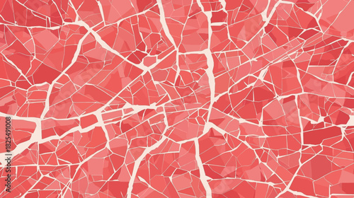 An abstract illustration presents a fragmented mosaic of red and white shapes, creating a visually engaging, modern artistic design.