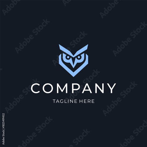 Owl head logo design. geometric animal flat icon illustration vector