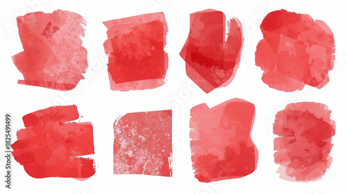 A collection of vibrant red watercolor brushstrokes, perfect for adding a touch of artistic flair to any design or creative project.