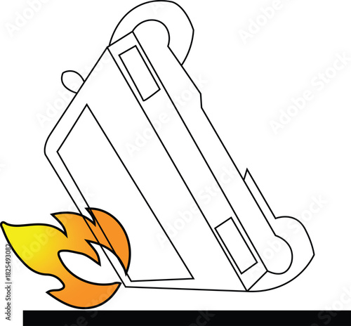 Car accident fire, isolated