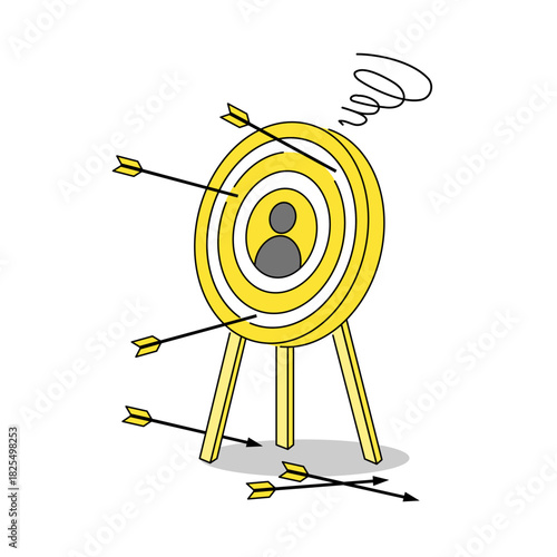 ターゲットに刺さらないイメージ、ビジネスのコンセプトイラスト