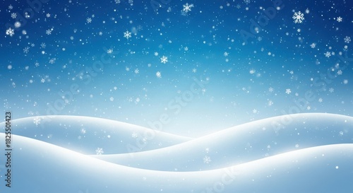 Wallpaper Mural Beautiful winter landscape with gentle snowcovered hills under a deep blue sky with falling snowflakes, creating a serene and magical atmosphere perfect for holiday themes Torontodigital.ca