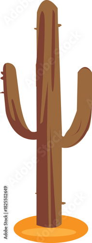 Minimal Cactus Illustration in Black and White Vector Style