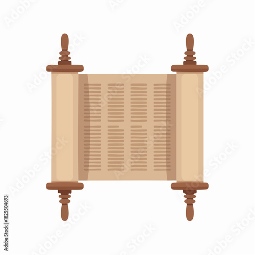 Ancient Jewish Torah Scroll Vector Illustration.