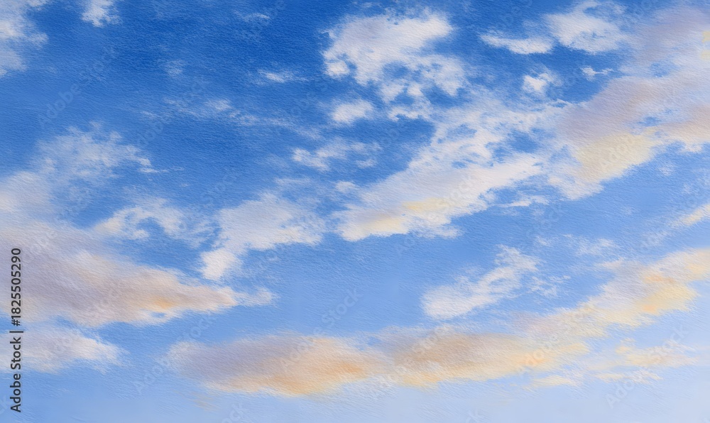 Fototapeta premium a luxury watercoloured winter sky, few clouds, slightly golden hue