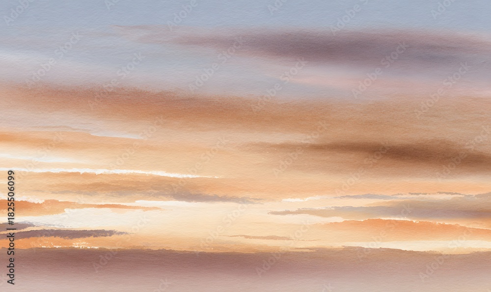 Fototapeta premium a luxury watercoloured winter sky, few clouds, slightly golden hue
