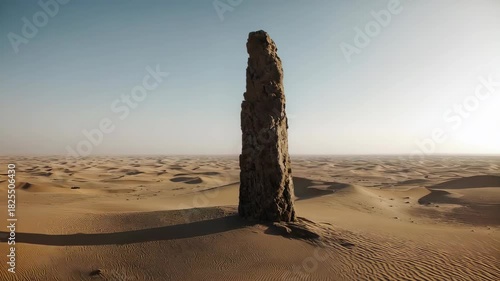 Desert Monolith - A Solitary Stone Pillar in the Arid Landscape.