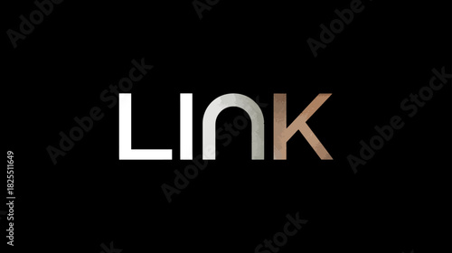 Stylized LINK text with metallic silver and copper gradient effect on a minimalist black background for connection concepts