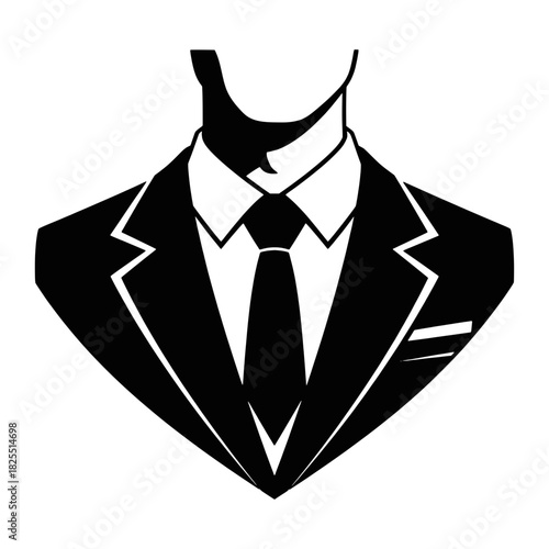 Black Suit and Tie Silhouette Icon for Business and Corporate Logo