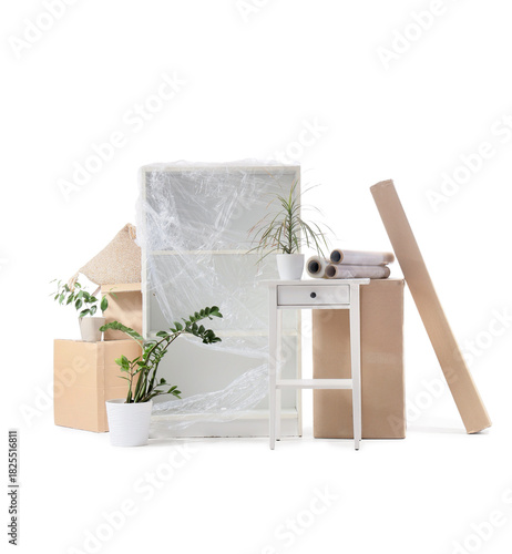 Shelving unit wrapped in st...