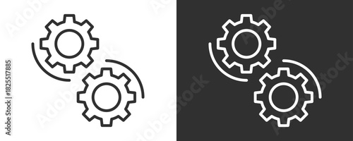 Setting Icon Set Vector Collection Isolated In Black And White