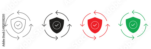 shield, checkmark, arrow, refresh, update, security, protection, verify, safe, secure, data, digital, system, process,