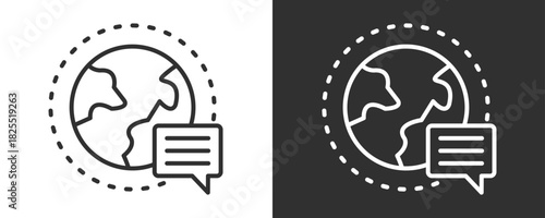 Global Communication Icon Set Vector Collection Isolated In Black And White