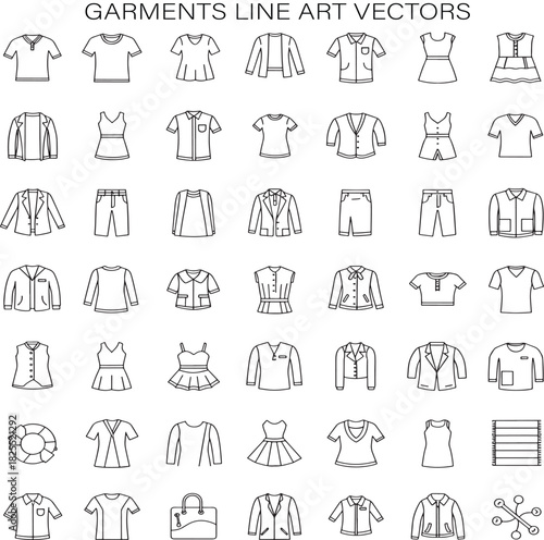 Garments Clothing Icons and Fashion Apparel Illustration