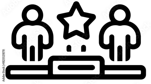 Achievement and Success Podium with Star Icon for Business Awards and Team Recognition