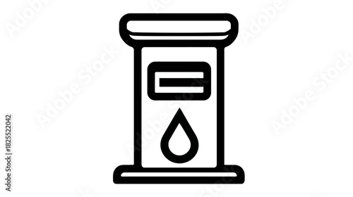 Fuel Pump Icon - Outline Vector Illustration of a Gas Station Dispenser for Energy and Petroleum Services