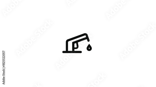 Fuel Pump Nozzle Line Icon with Dripping Liquid. Gas Station Energy Refueling Symbol. Petrol Consumption Vector Graphic Element.