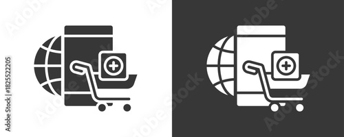 Mobile Shopping Icon Set Vector Collection Isolated In Black And White