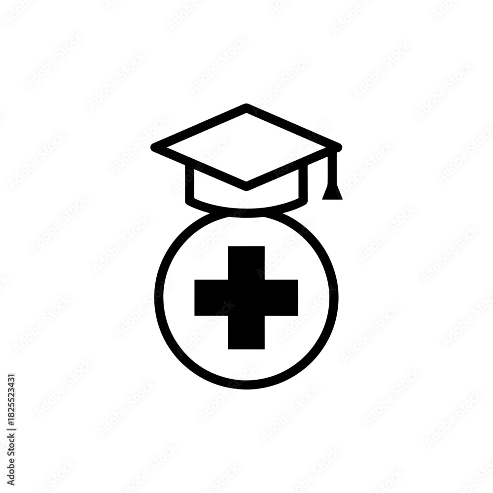 Obraz premium Empowering healthcare through education a symbol of medical knowledge and learning with graduation cap, perfect for health promotions and medical campaigns