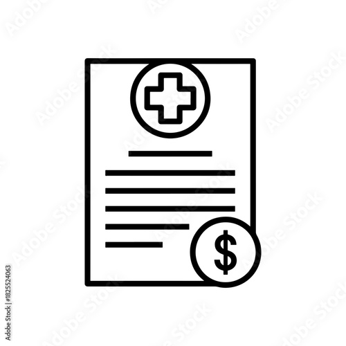 Medical billing statement illustration for healthcare finance or insurance solutions, depicting costs and financial paperwork, professional design