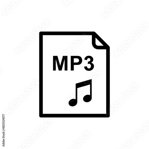 Modern MP3 file symbol for music and audio content, simple and clean design for websites, apps, and presentations about digital media and audio files