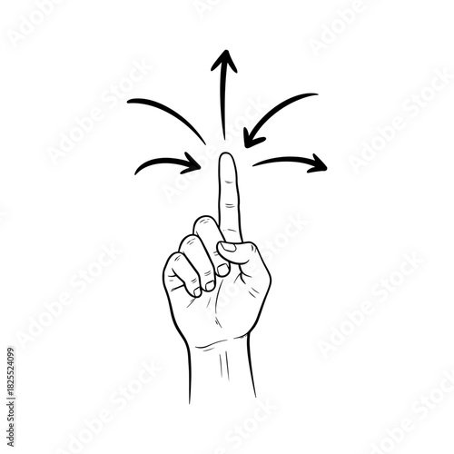 Pointing up for decision making, ideas, choice, or direction concept, perfect for presentations, websites, and motivational content. Originally scalable vector.