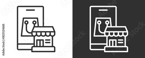 Mobile Shop Icon Set Vector Collection Isolated In Black And White