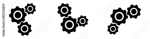 A dynamic cluster of multiple gears arranged in a connected mechanical layout. Perfect for illustrating engineering workflows, automation processes, teamwork, and industrial systems.